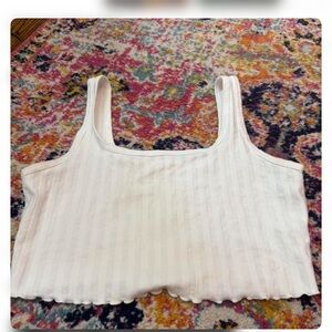 Aerie White Ribbed Tank Top